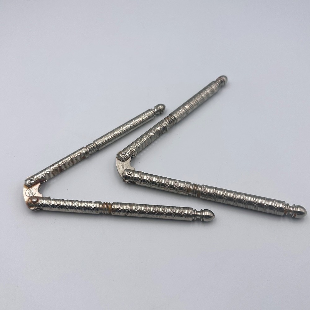 HMQ Metal Hand-Held Nut Cracker‎ 5in Silver Tone Set of 2 Vintage 1940's & 50's